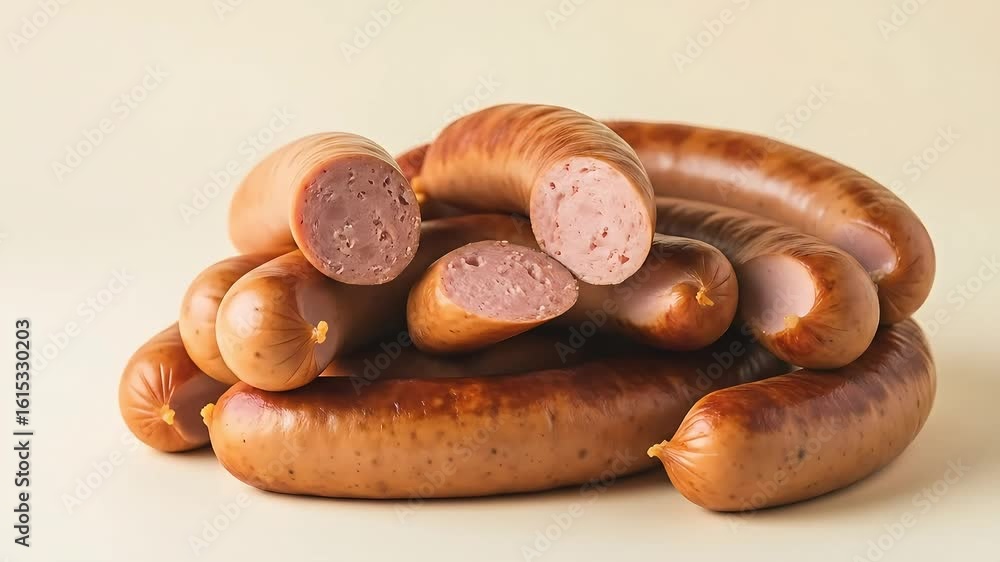 Pile of cooked sausages Pile of cooked sausages