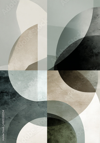Minimal abstract wall art with Icelandic landscape-inspired forms in soft muted tones
