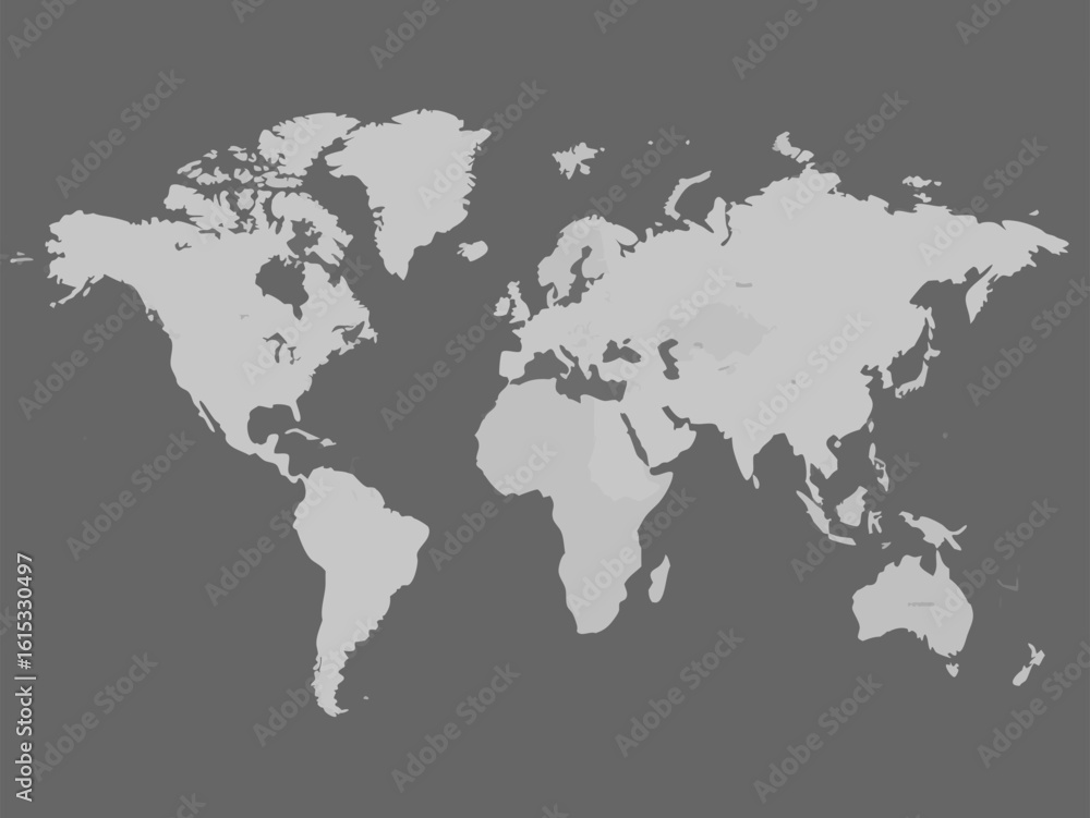 Naklejka premium Detailed world map illustration displaying continents and countries in neutral tones for design projects