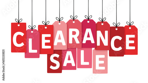 Clearance Sale Hanging Tags in Red and Pink Shades Promotional Design