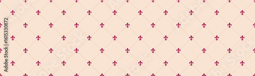 Elegant fleurdelis pattern on a soft blush background.  Perfect for adding a touch of sophisticated vintage charm to websites, stationery, or textiles.