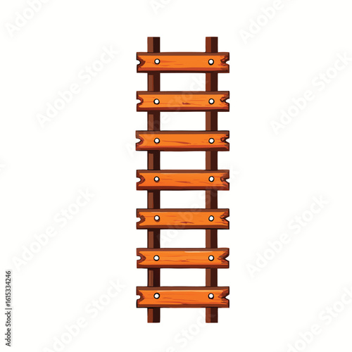 Wooden ladder with horizontal planks and vertical supports brown