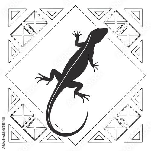 Isolated lizard on a white background, featuring a wild reptile like a gecko or iguana, with potential for silhouette or vector use