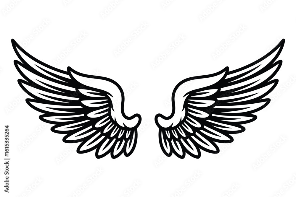 Naklejka premium Black and white angel wings design tribal tattoo design