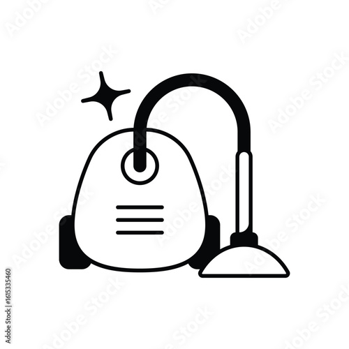 Vacuum Cleaner glyph icon with white background vector stock illustration