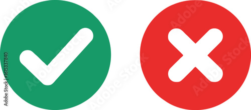 Green Checkmark and Red X in Circular Icons on White Background