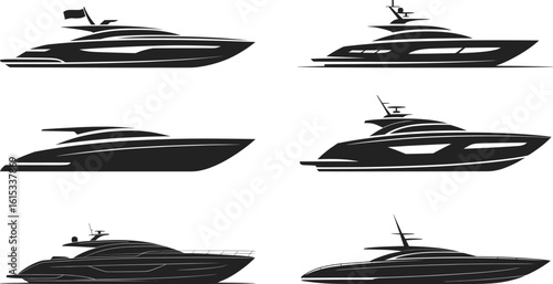 Sleek luxury yachts in monochrome style boat watercraft