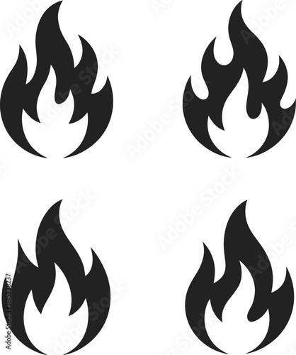 Stylized black flames on white background fire heat