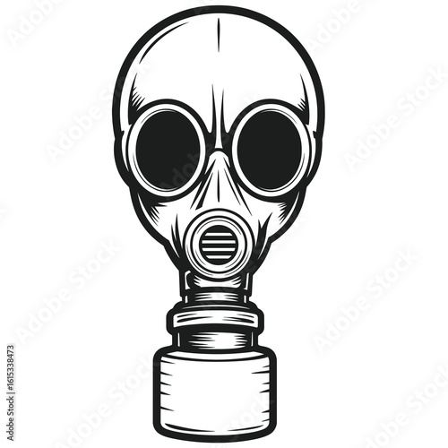 Black and white gas mask illustration protection safety
