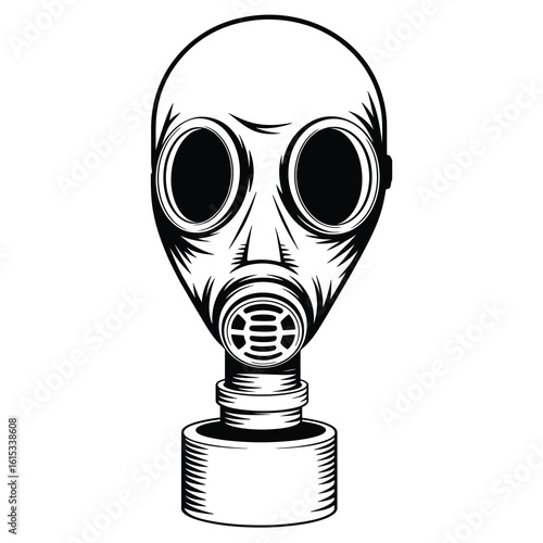 Black and white gas mask illustration protection safety
