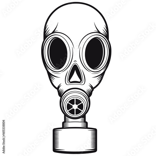 Black and white gas mask illustration protection safety