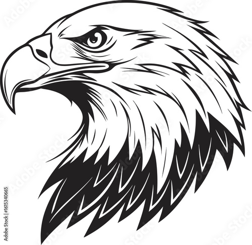 Sure, here's your sentence:

American bald eagle head vector illustration, a powerful symbol of freedom and wild nature