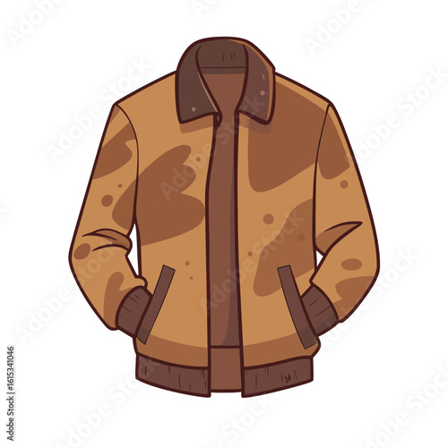 Brown bomber jacket with collar and pockets outerwear