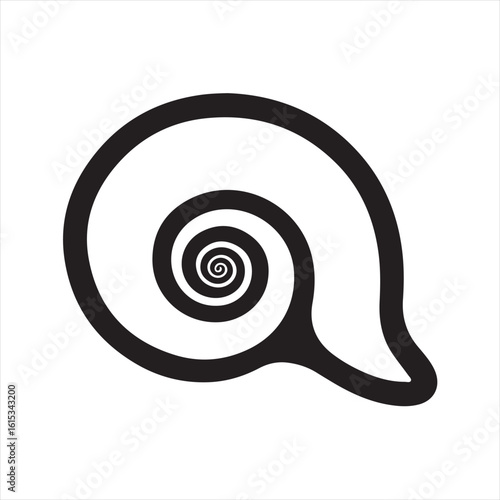 Silhouette Style Vector Nautilus Shell Logo Icon – Minimal Sea Shell Symbol for Marine, Ocean, Nature, or Spa Branding, Elegant Monochrome Spiral Graphic Design for Print, Web, and Packaging
