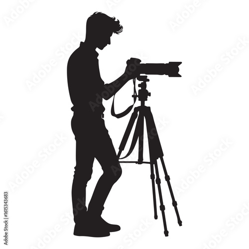 Man holding camera photographer silhouette
