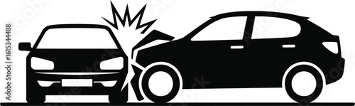 Two Cars Collision Damaged Black Car Hitting Another Car on Transparent Background