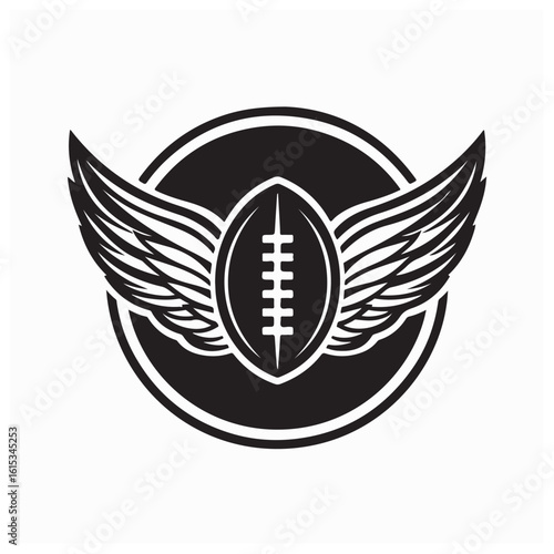 Winged American Football Illustration Soaring Through Air with Energetic Vector Style