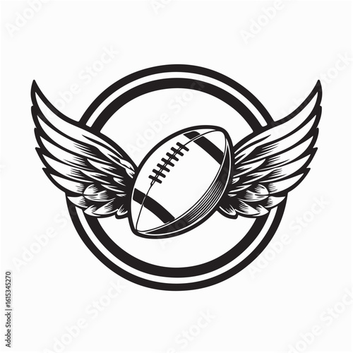 Flying American Football Ball with Wings Vector Design in Sporty Dynamic Style