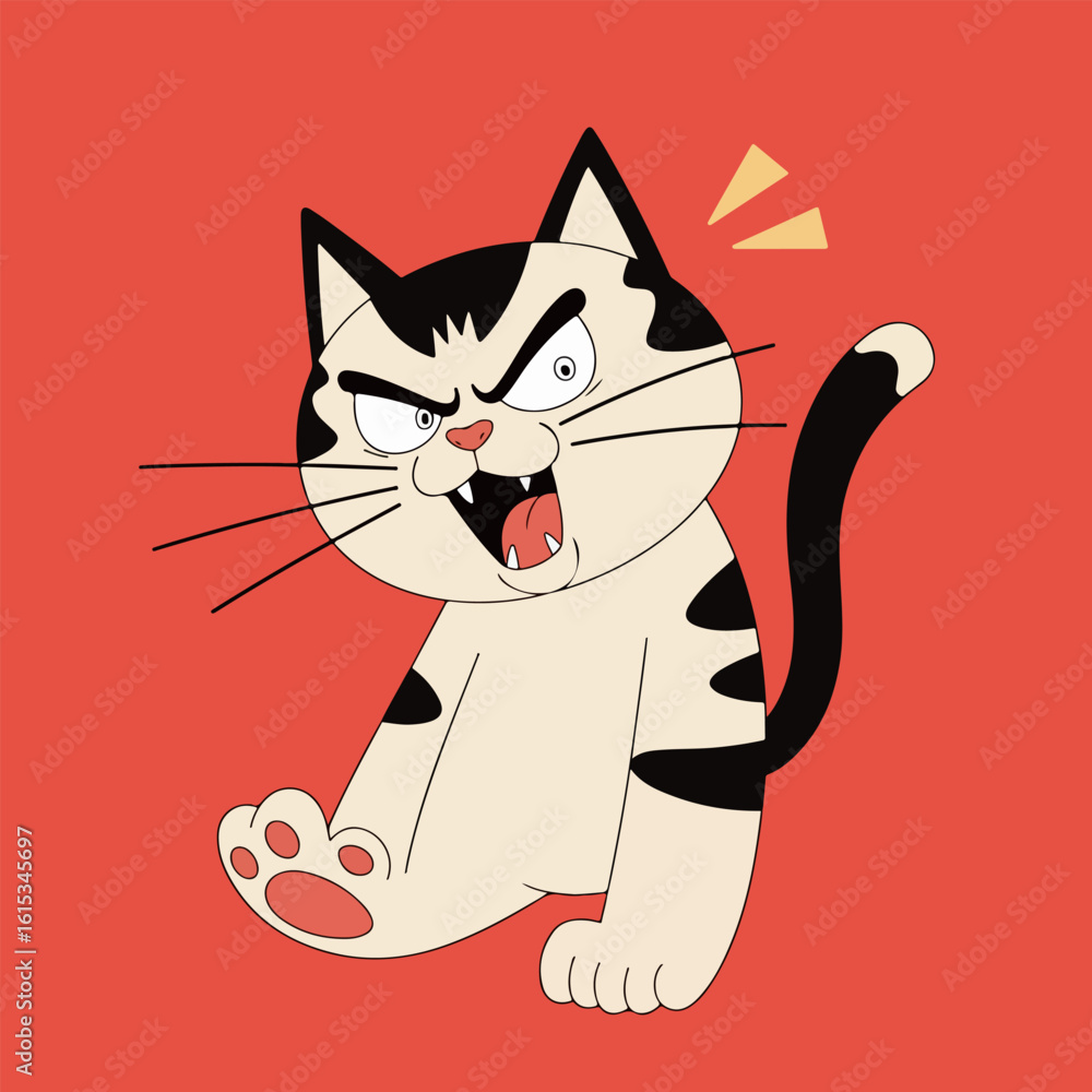 Obraz premium Angry Cartoon Cat Illustration