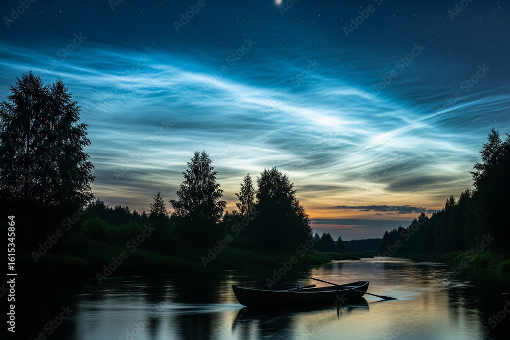 Fototapeta premium noctilucent over the river