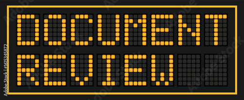 Orange color led banner in word document review on black background