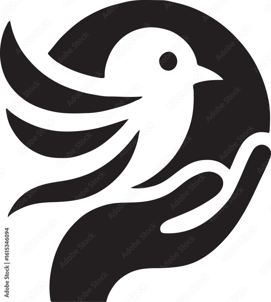 Obraz premium The Black Bird logo on a white background, perfect for vector illustration or logo design.
