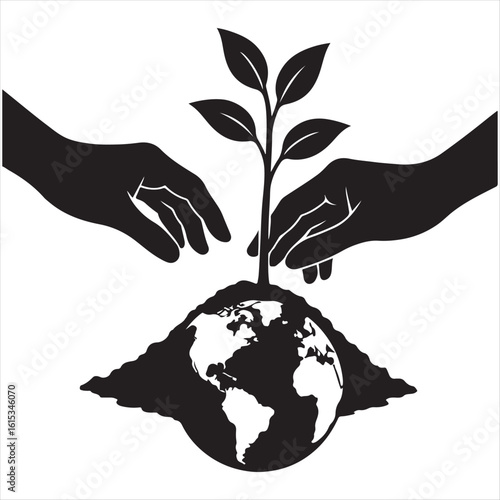 hands holding a green earth