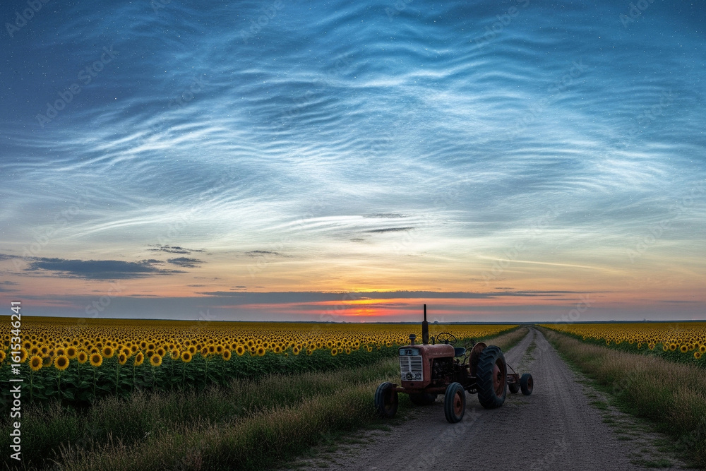 Fototapeta premium noctilucent over the farm