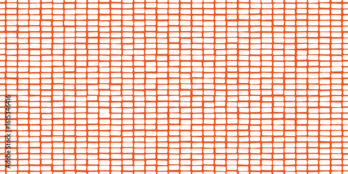 Orange construction site fence isolated on white bg as a seamless pattern. Urban protection of working area. Vector illustration,