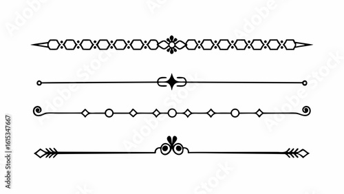 Collection of decorative ornate horizontal line dividers and borders