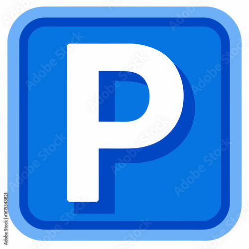 Blue parking sign with bollard vector illustration