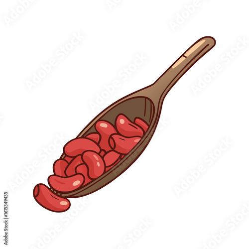 Wooden scoop filled with red beans food
