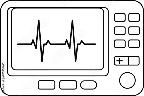 Vector art of an ecg monitor displays heart rate and cardiac rhythm, essential for medical diagnostics and patient care in hospitals