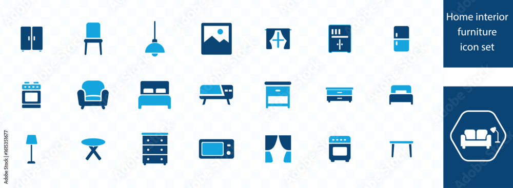 Home interior and furniture icon set. interior design, decoration, home styling, appliances, renovation and vecter more Home interior and furniture icon set. interior design, decoration, home styling, appliances, renovation and vecter more
