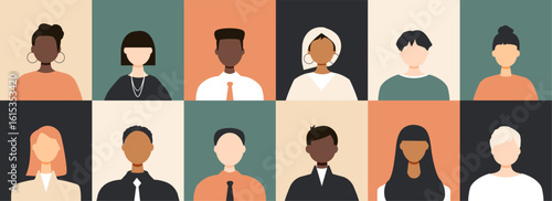 Icons of different people. Modern design.