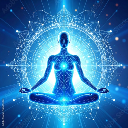 Woman meditating, light, energy
