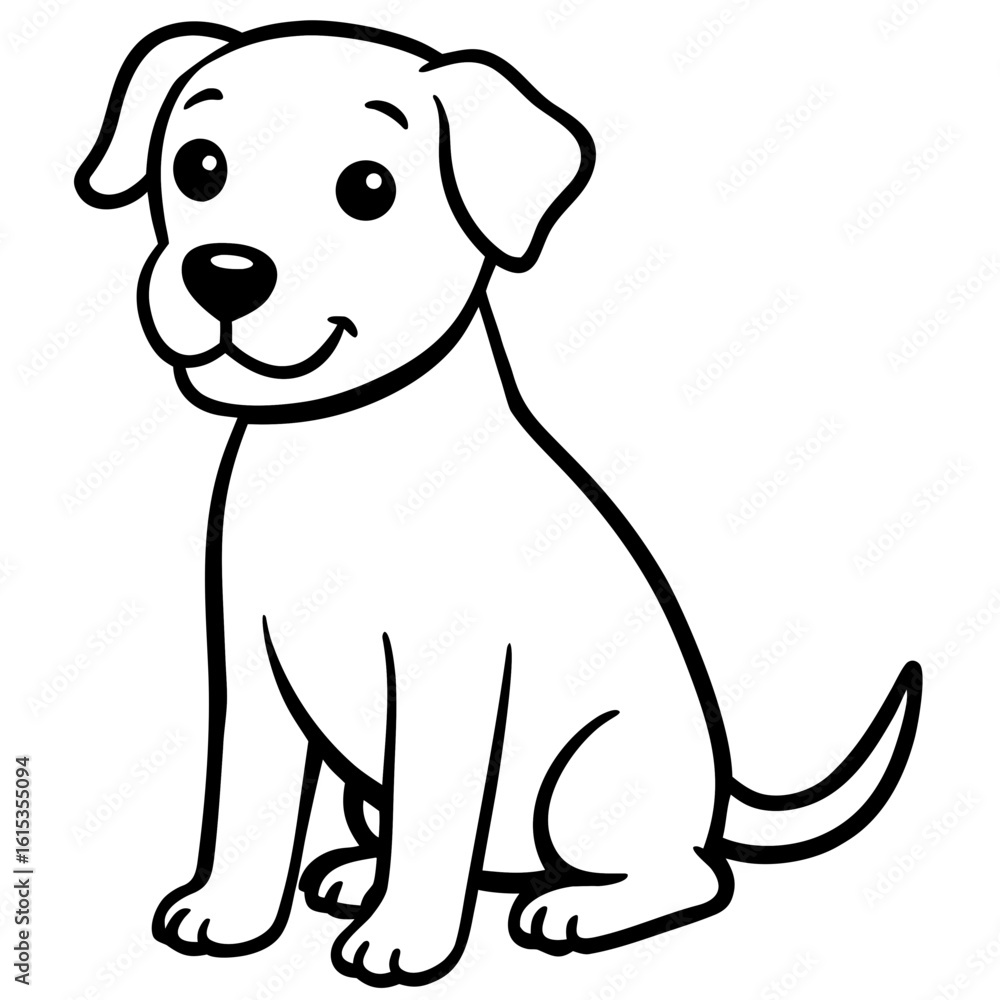 Fototapeta premium Smiling Dog Coloring Page Cute Puppy Line Art Vector for Kids Books & Craft Projects