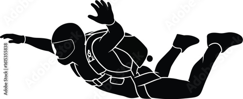 Skydiver in Freefall Midair Pose Silhouette