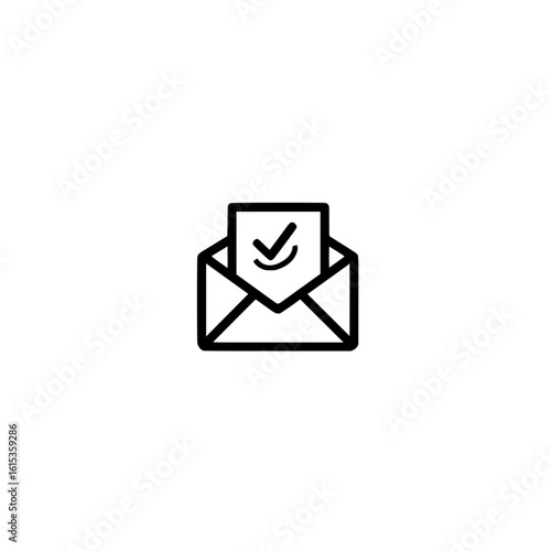 Vector graphic of mail envelope containing letter with check symbolizing confirmed delivery and success

