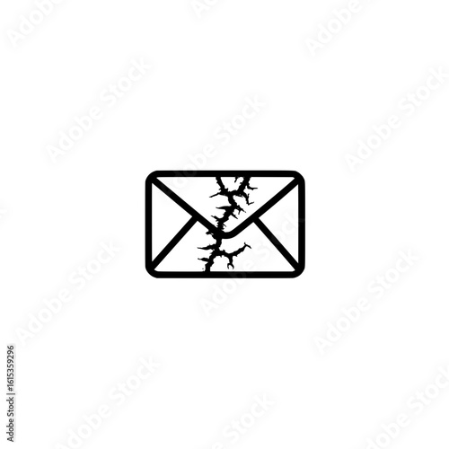Cracked mail envelope vector graphic symbolizing disrupted message and email error concept

