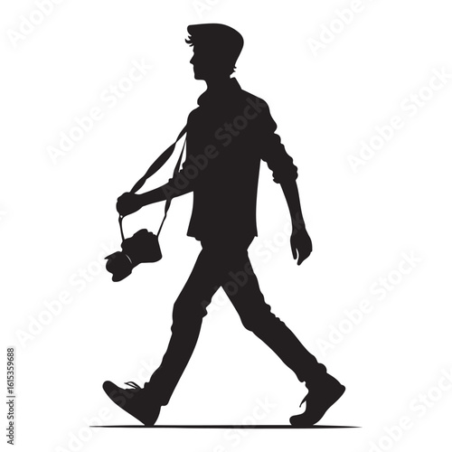 Man holding a camera photographer silhouette