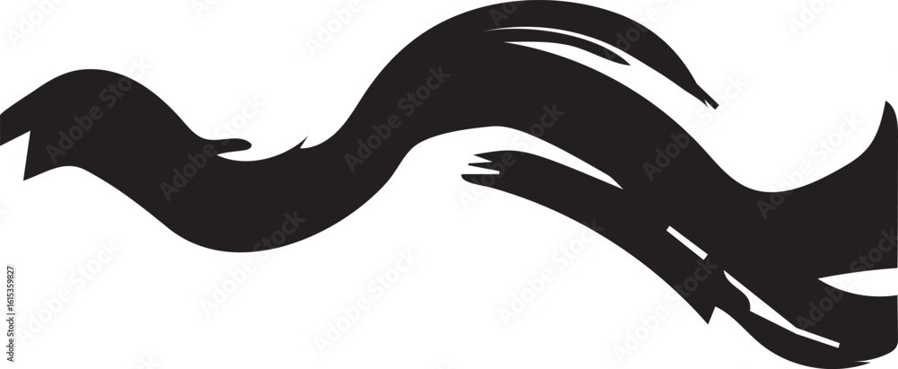 Obraz premium Abstract Black and White Swirling Shape with Angular and Curved Lines Creating a Sense of Movement and Dynamic Energy