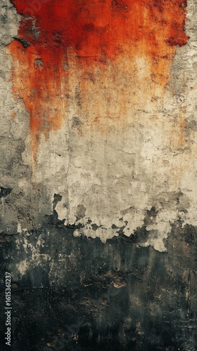 Textured Wall with Red and Black Paint Overlay