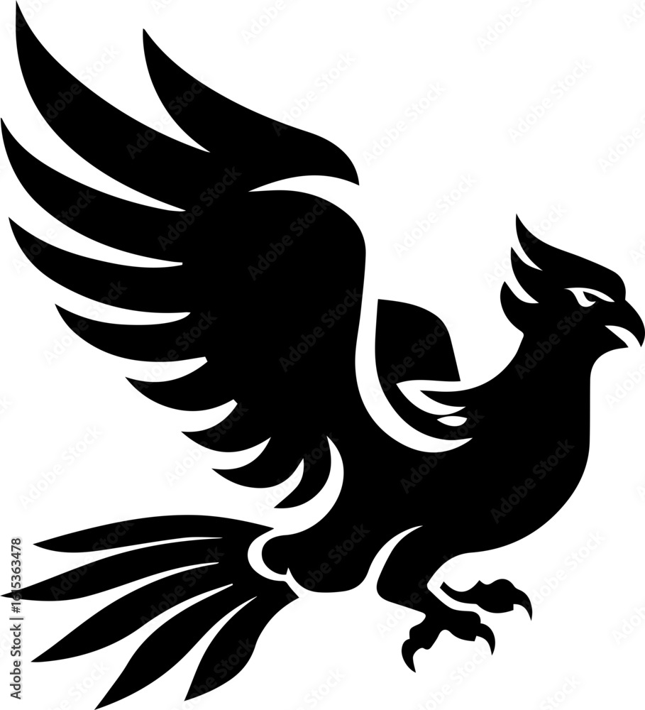 Fototapeta premium Bird Logo Vector Illustration in Black and White