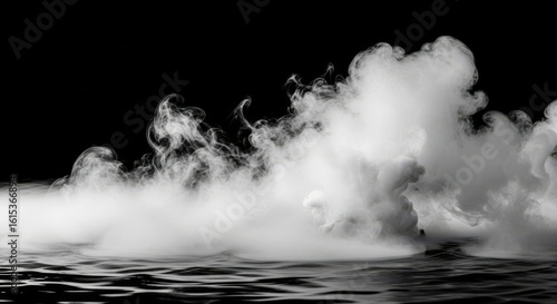 Swirling Smoke and Mist Over Rippling Water Surface