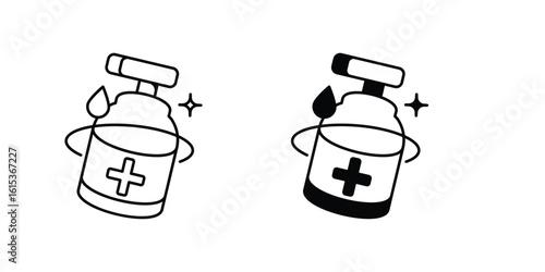 Disinfectant set icon with white background vector stock illustration
