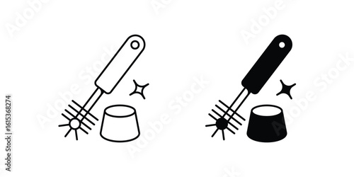 Toilet Brush set icon with white background vector stock illustration