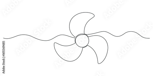 Continuous one line drawing of Electric fan. Single line art draw of fan. Editable vector, Minimalist table fan line drawing on white background.