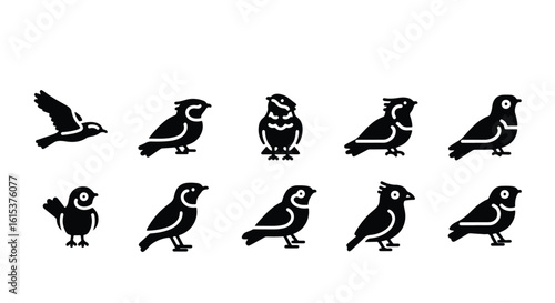 Vector silhouette illustration a small bird silhouette is perched on a plain white background