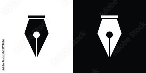 Pen nib icon, logo elements of graphic designs